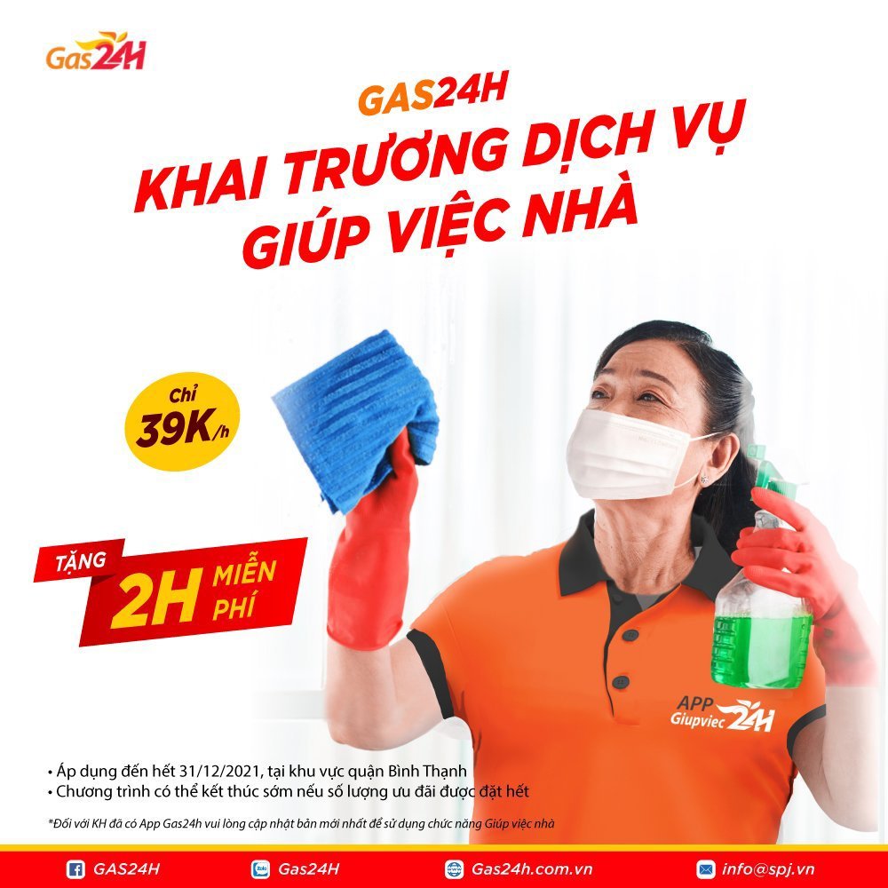 Chức năng mới - Giúp việc nhà 24h - Gas24H